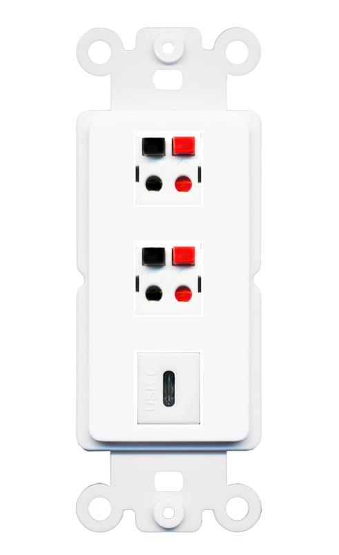 2 SPEAKER USBC Wall Plate [White]