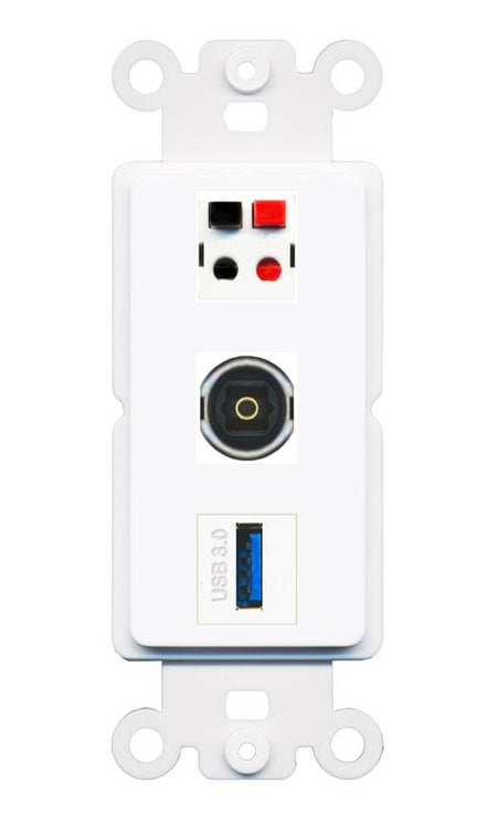 SPEAKER TOSLINK USB-3 Wall Plate [White]
