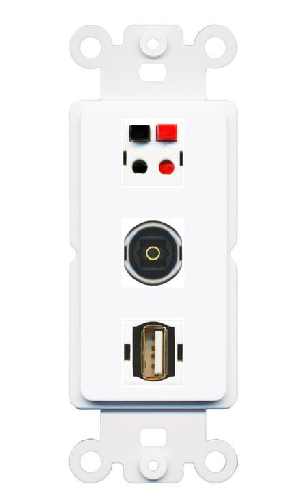 SPEAKER TOSLINK USB2 Wall Plate [White]