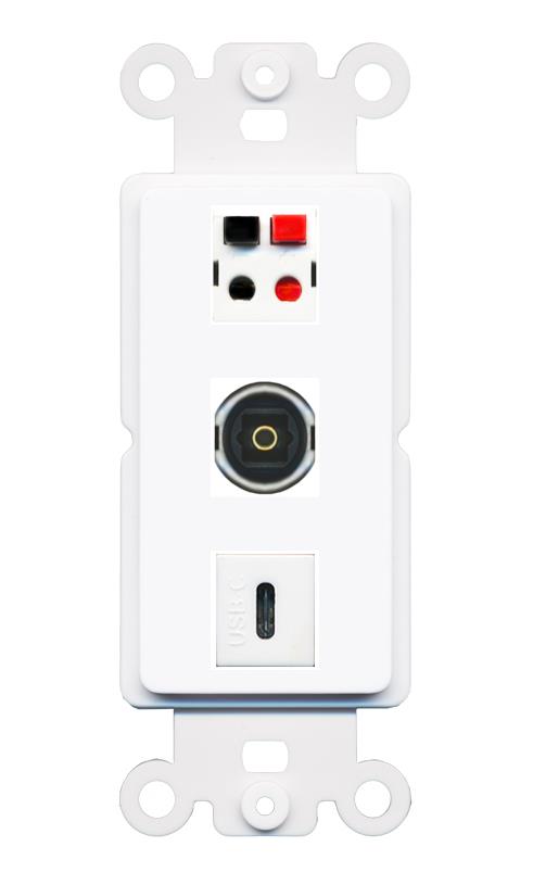 SPEAKER TOSLINK USBC Wall Plate [White]