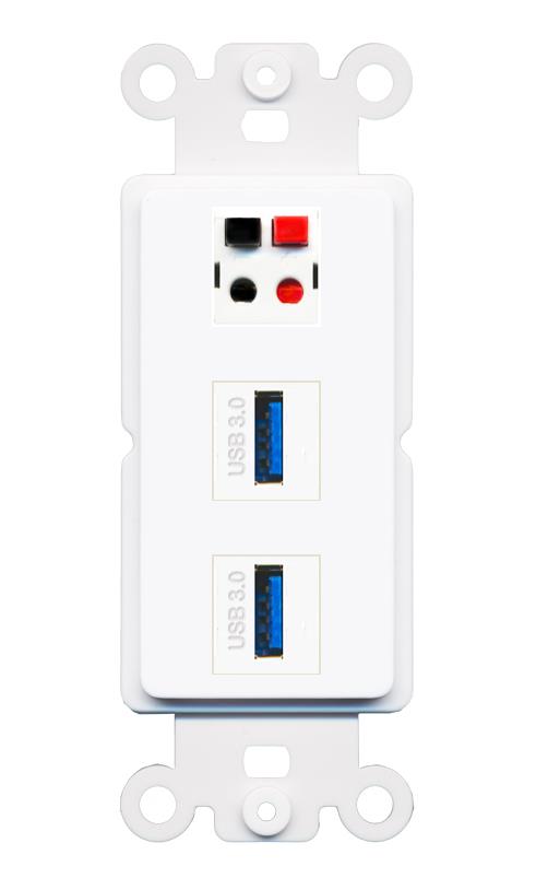 SPEAKER 2 USB-3 Wall Plate [White]