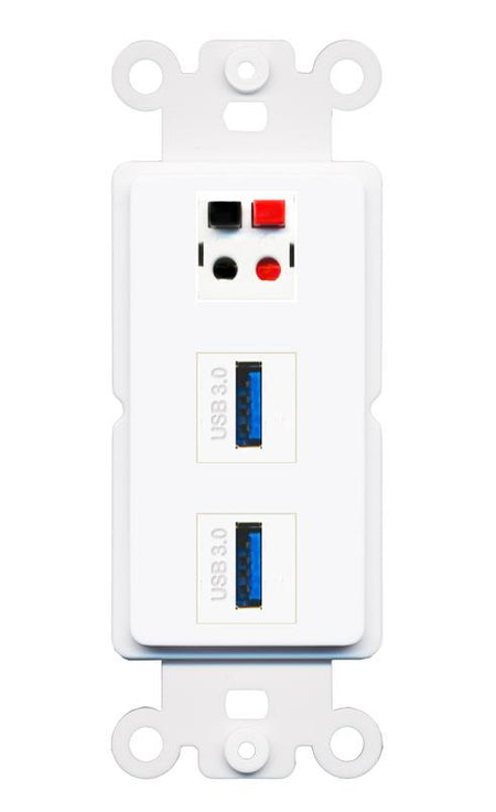 SPEAKER 2 USB-3 Wall Plate [White]