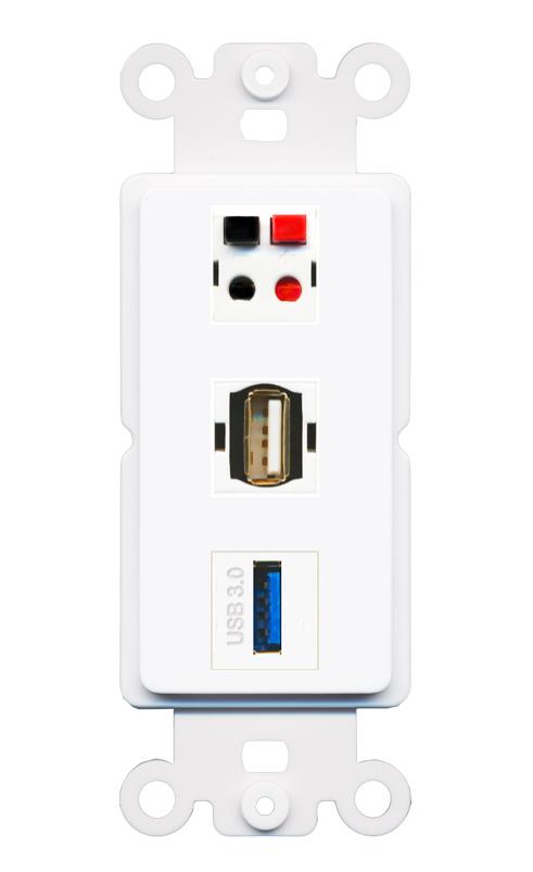 SPEAKER USB-3 USB2 Wall Plate [White]