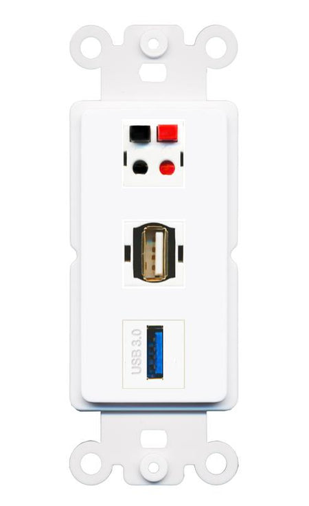 SPEAKER USB-3 USB2 Wall Plate [White]