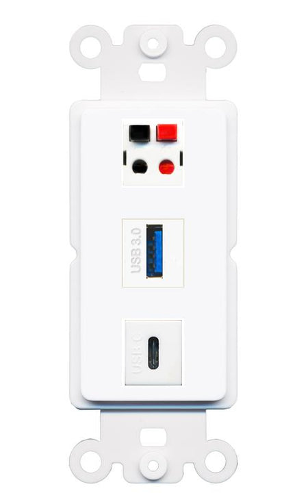 SPEAKER USB-3 USBC Wall Plate [White]