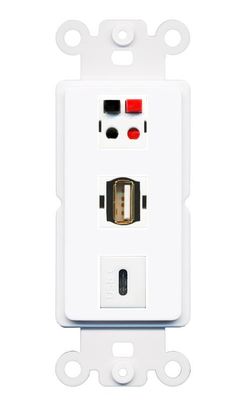 SPEAKER USB2 USBC Wall Plate [White]