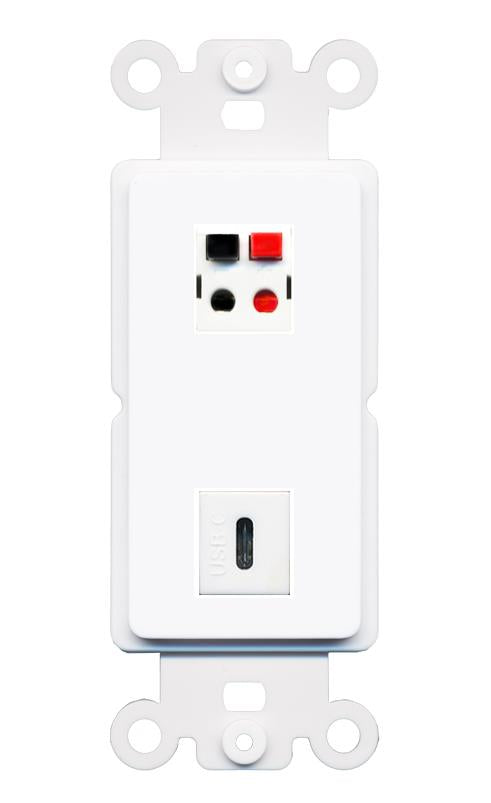 SPEAKER USBC Rocker Insert Module Wall Plate [White]