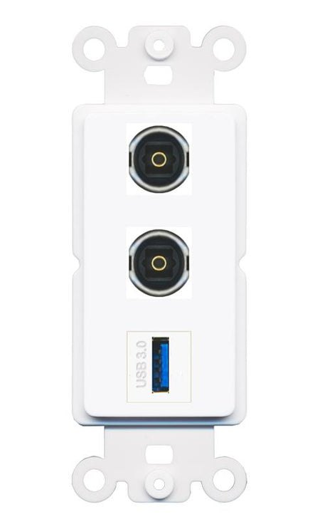 2 TOSLINK USB-3 Wall Plate [White]