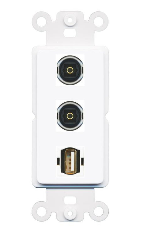2 TOSLINK USB2 Wall Plate [White]