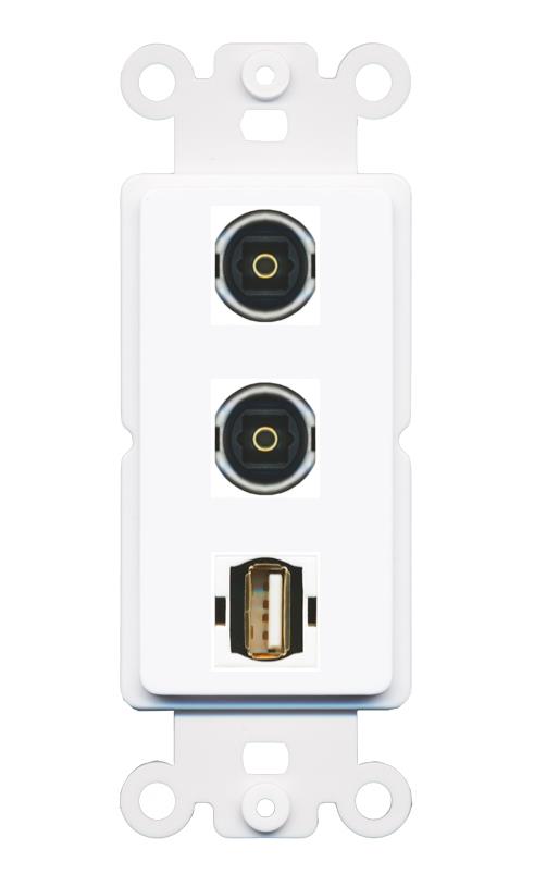 2 TOSLINK USB2 Wall Plate [White]