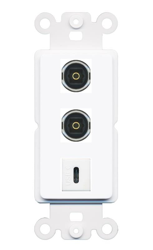 2 TOSLINK USBC Wall Plate [White]