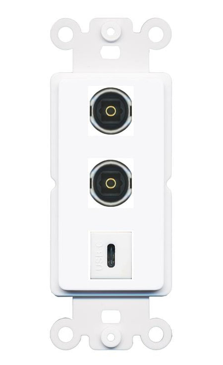 2 TOSLINK USBC Wall Plate [White]