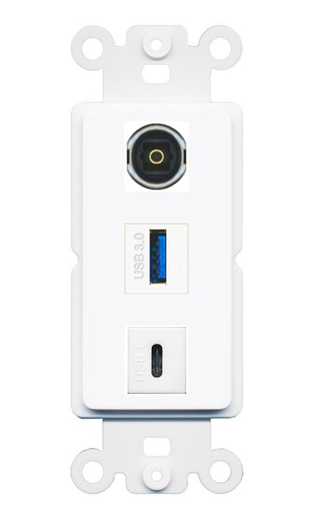 TOSLINK USB-3 USBC Wall Plate [White]