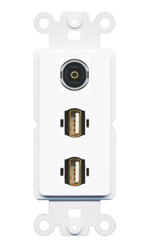 TOSLINK 2 USB2 Wall Plate [White]