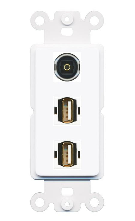 TOSLINK 2 USB2 Wall Plate [White]