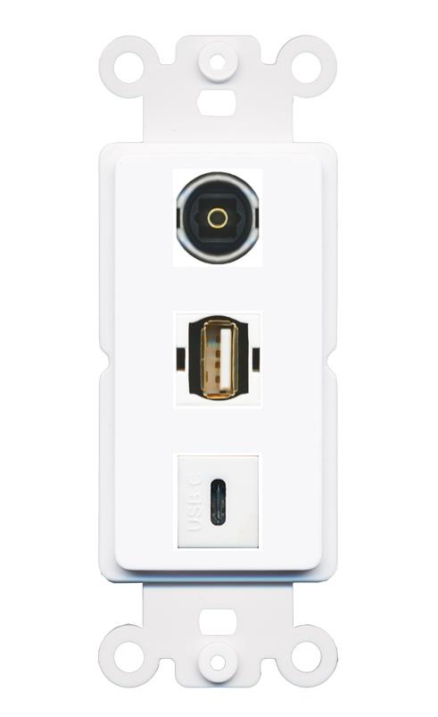 TOSLINK USB2 USBC Wall Plate [White]