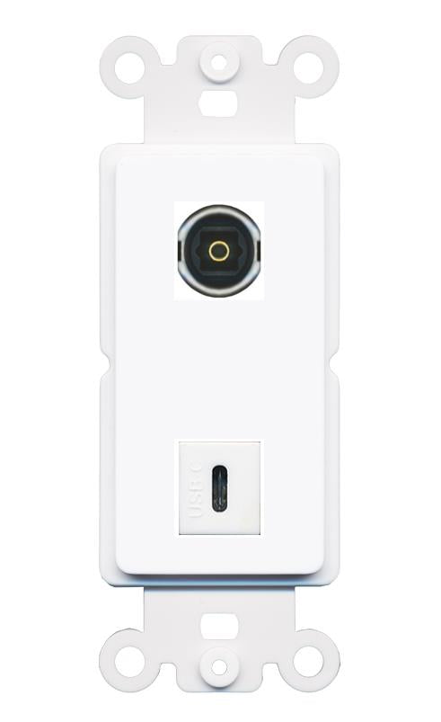 TOSLINK USBC Rocker Insert Module Wall Plate [White]