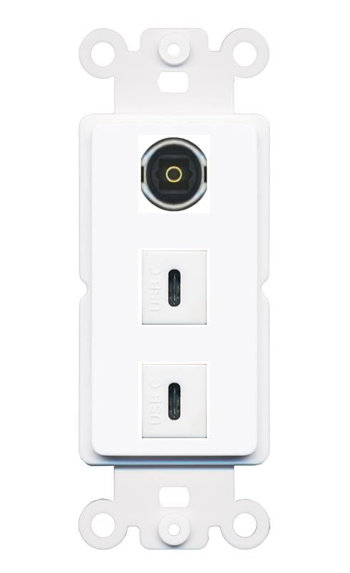 TOSLINK 2 USBC Wall Plate [White]