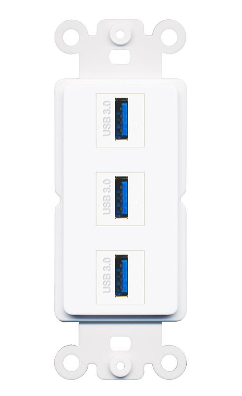 3 USB-3 Wall Plate [White]