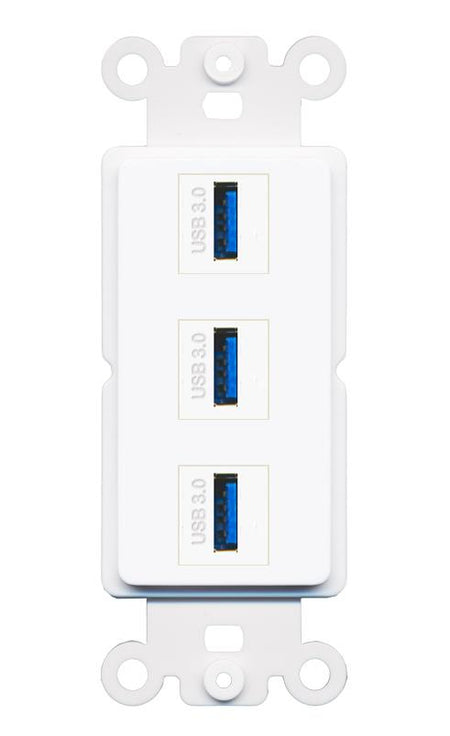 3 USB-3 Wall Plate [White]