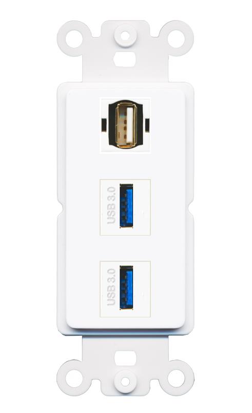 2 USB-3 USB2 Wall Plate [White]