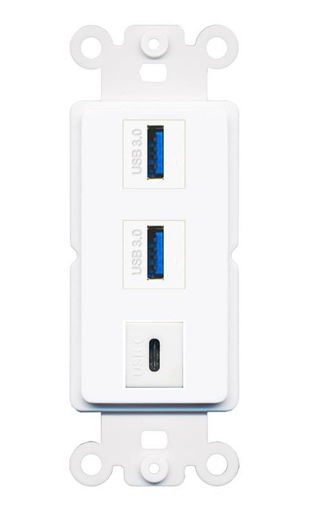 2 USB-3 USBC Wall Plate [White]