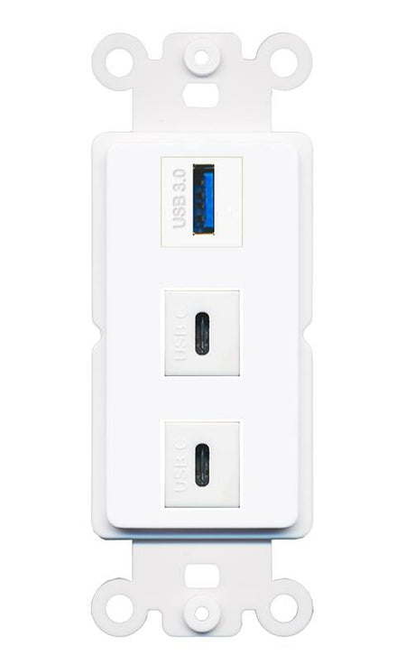 USB-3 2 USBC Wall Plate [White]