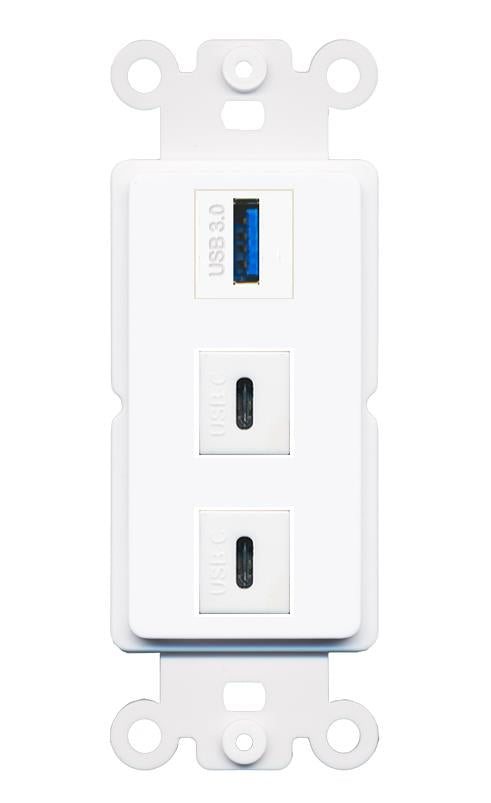 USB-3 2 USBC Wall Plate [White]