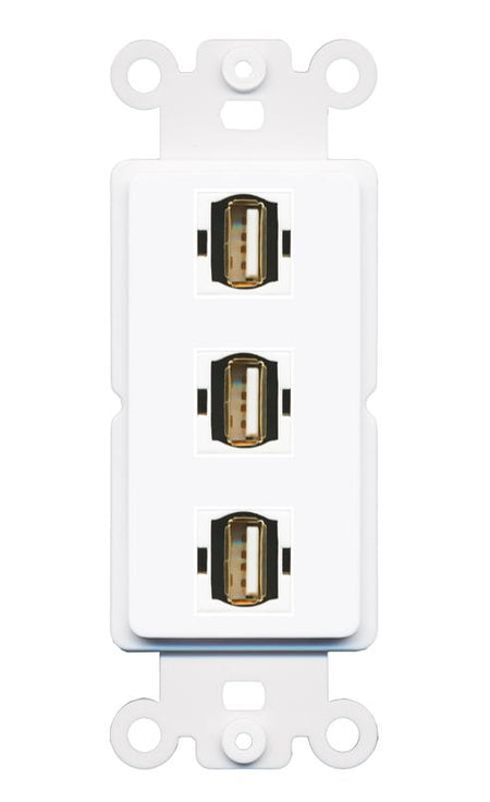 3 USB2 Wall Plate [White]