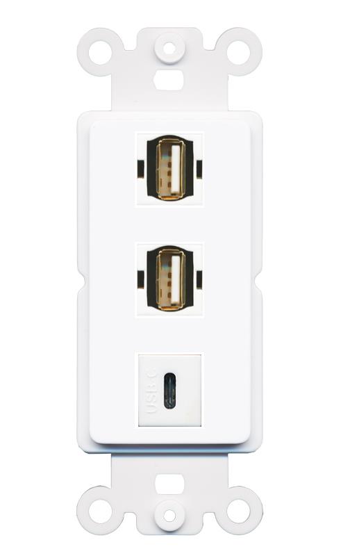 2 USB2 USBC Wall Plate [White]