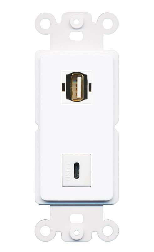 USB2 USBC Rocker Insert Module Wall Plate [White]