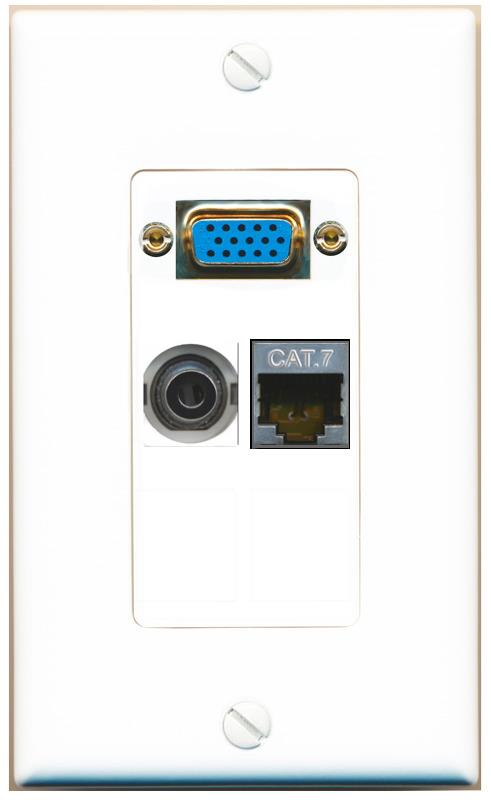 1 3.5mm 1 CAT7 Wall Plate [White]