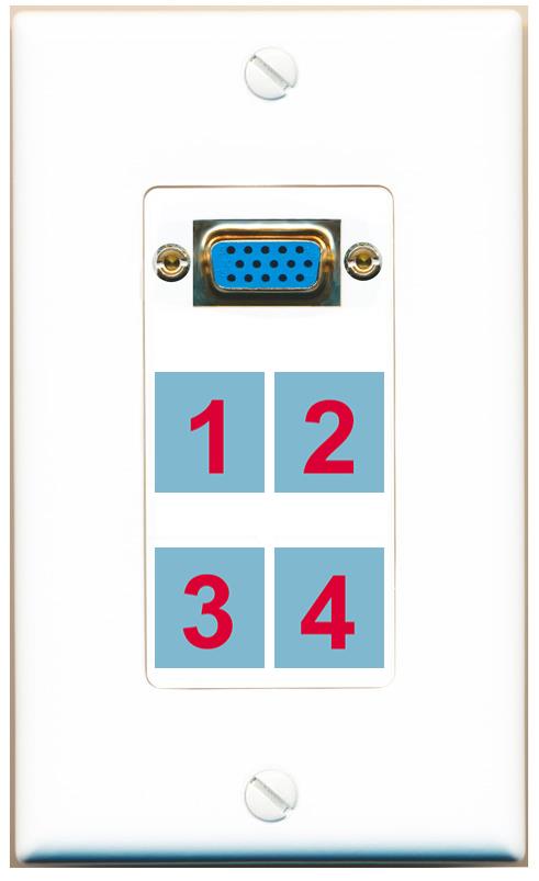 Custom SVGA Wall Plate White with up to 4 Keystone Ports
