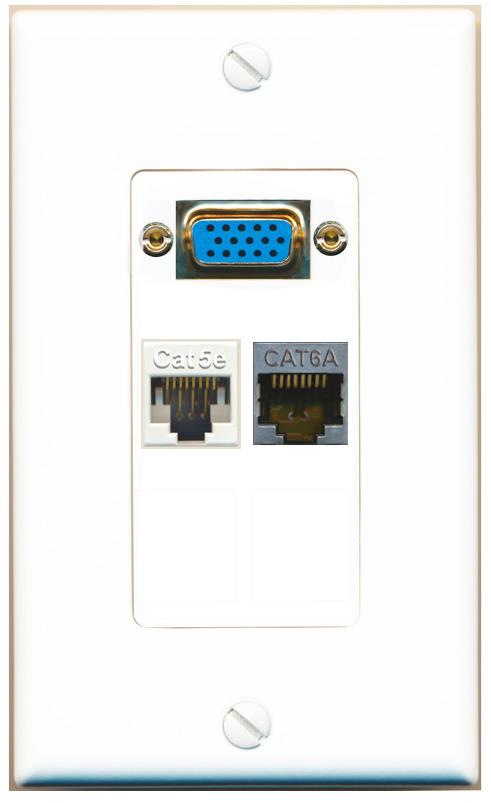 1 CAT5E 1 CAT6A Wall Plate [White]