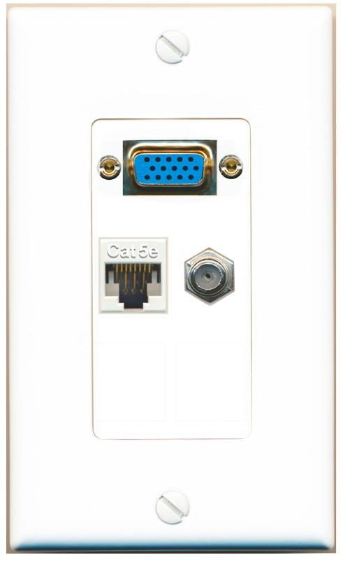 1 CAT5E 1 COAX Wall Plate [White]