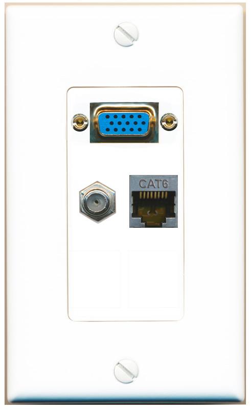 1 CAT6-SHIELDED 1 COAX Wall Plate [White]