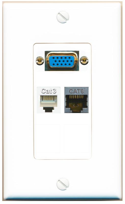 1 CAT6-SHIELDED 1 PHONE Wall Plate [White]