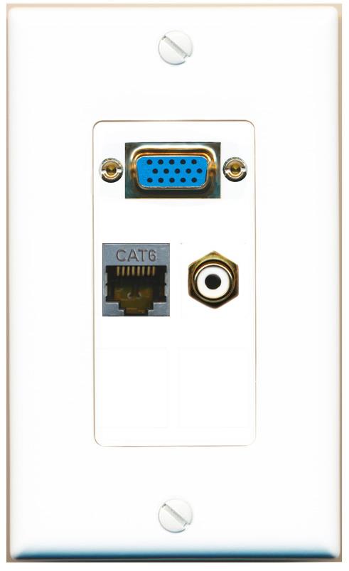 1 CAT6-SHIELDED 1 RCA-WHITE Wall Plate [White]