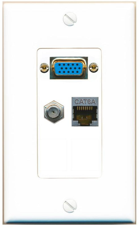 1 CAT6A 1 COAX Wall Plate [White]