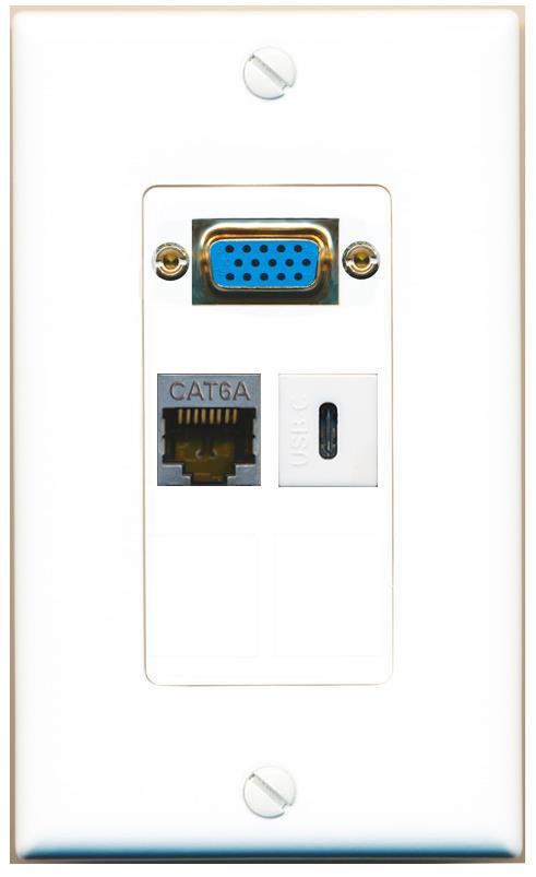 1 CAT6A 1 USBC Wall Plate [White]