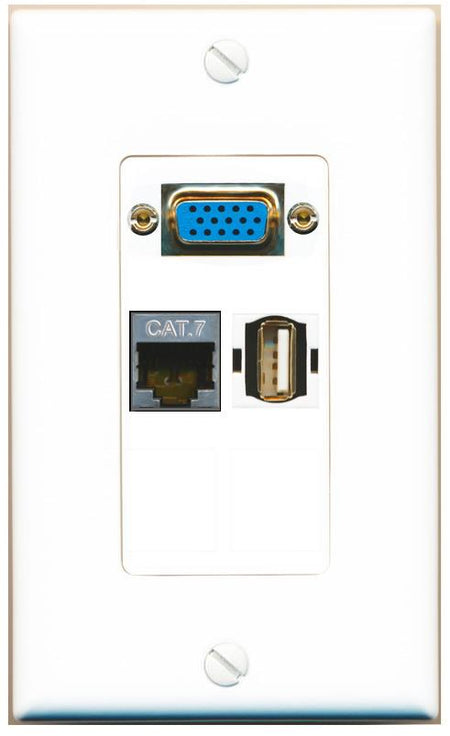 1 CAT7 1 USB2 Wall Plate [White]