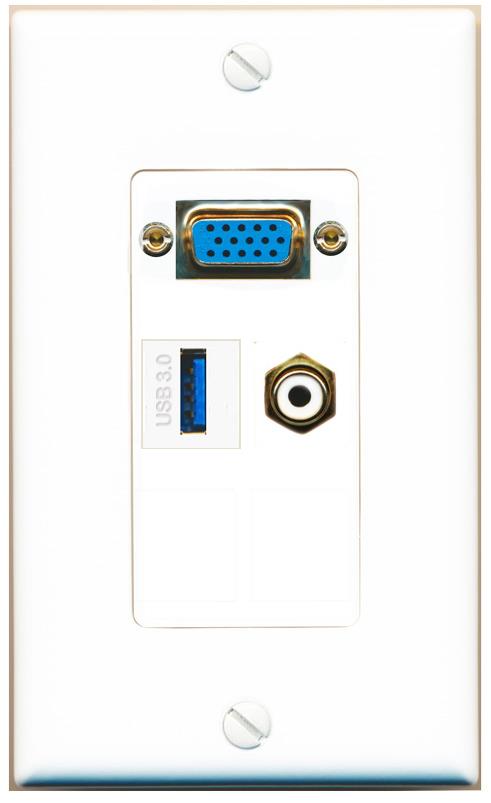 1 RCA-WHITE 1 USB-3 Wall Plate [White]