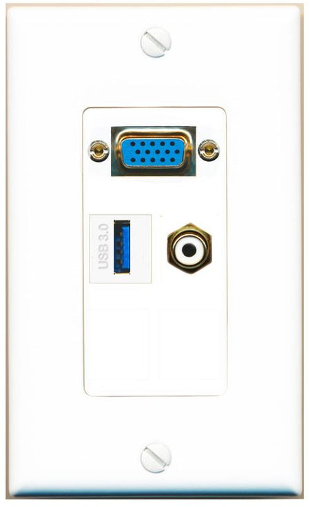 1 RCA-WHITE 1 USB-3 Wall Plate [White]