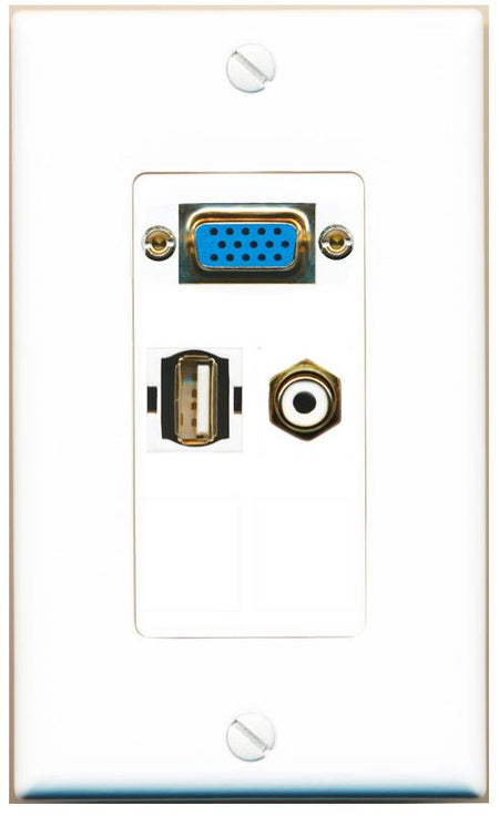 1 RCA-WHITE 1 USB2 Wall Plate [White]