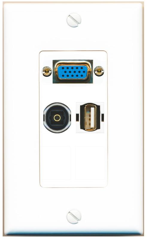 1 TOSLINK 1 USB2 Wall Plate [White]