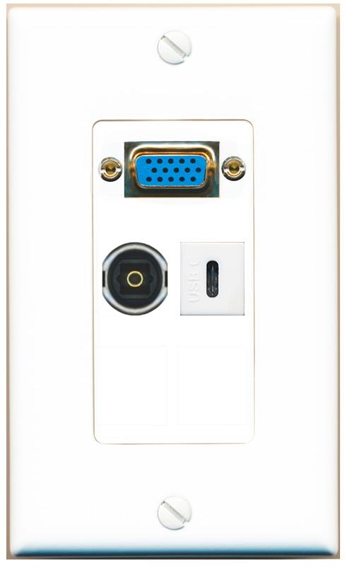 1 TOSLINK 1 USBC Wall Plate [White]