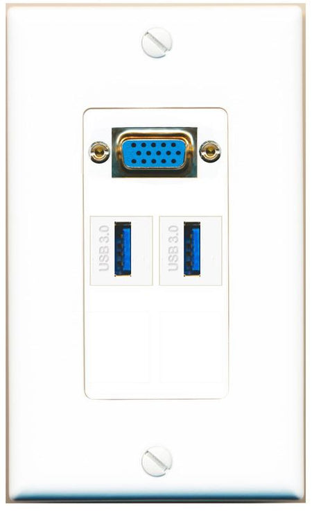 2 USB-3 Wall Plate [White]