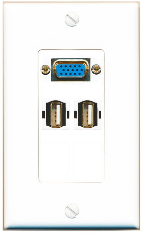 2 USB2 Wall Plate [White]