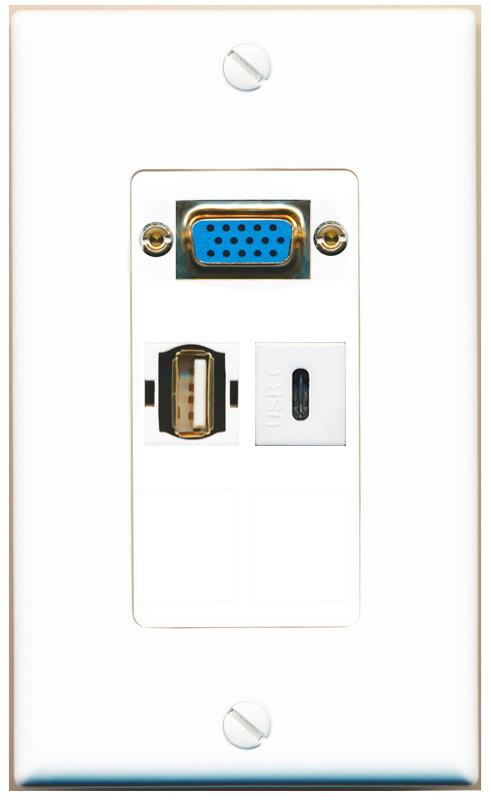 1 USB2 1 USBC Wall Plate [White]
