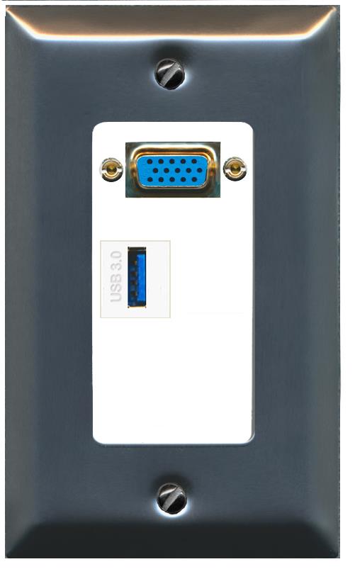 1 USB-3 Wall Plate [White]